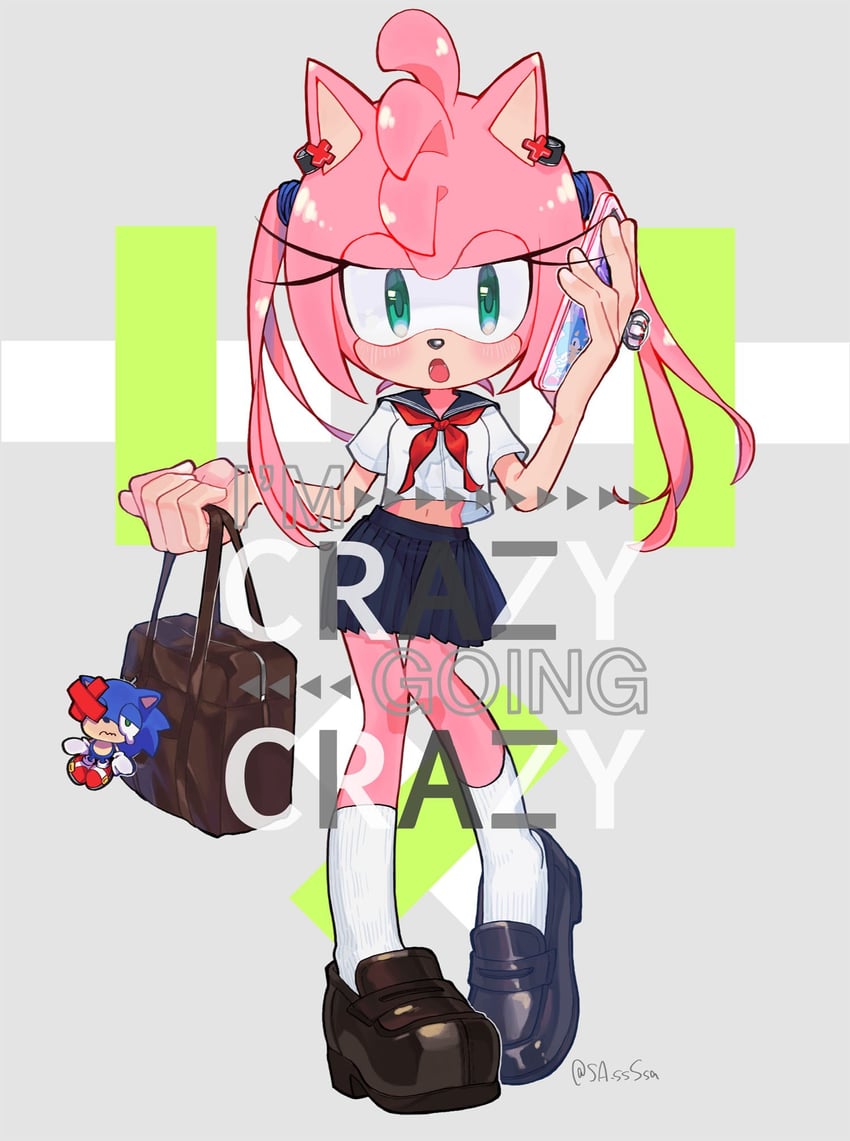 sonic the hedgehog and amy rose (sonic) drawn by konjiki_ringo