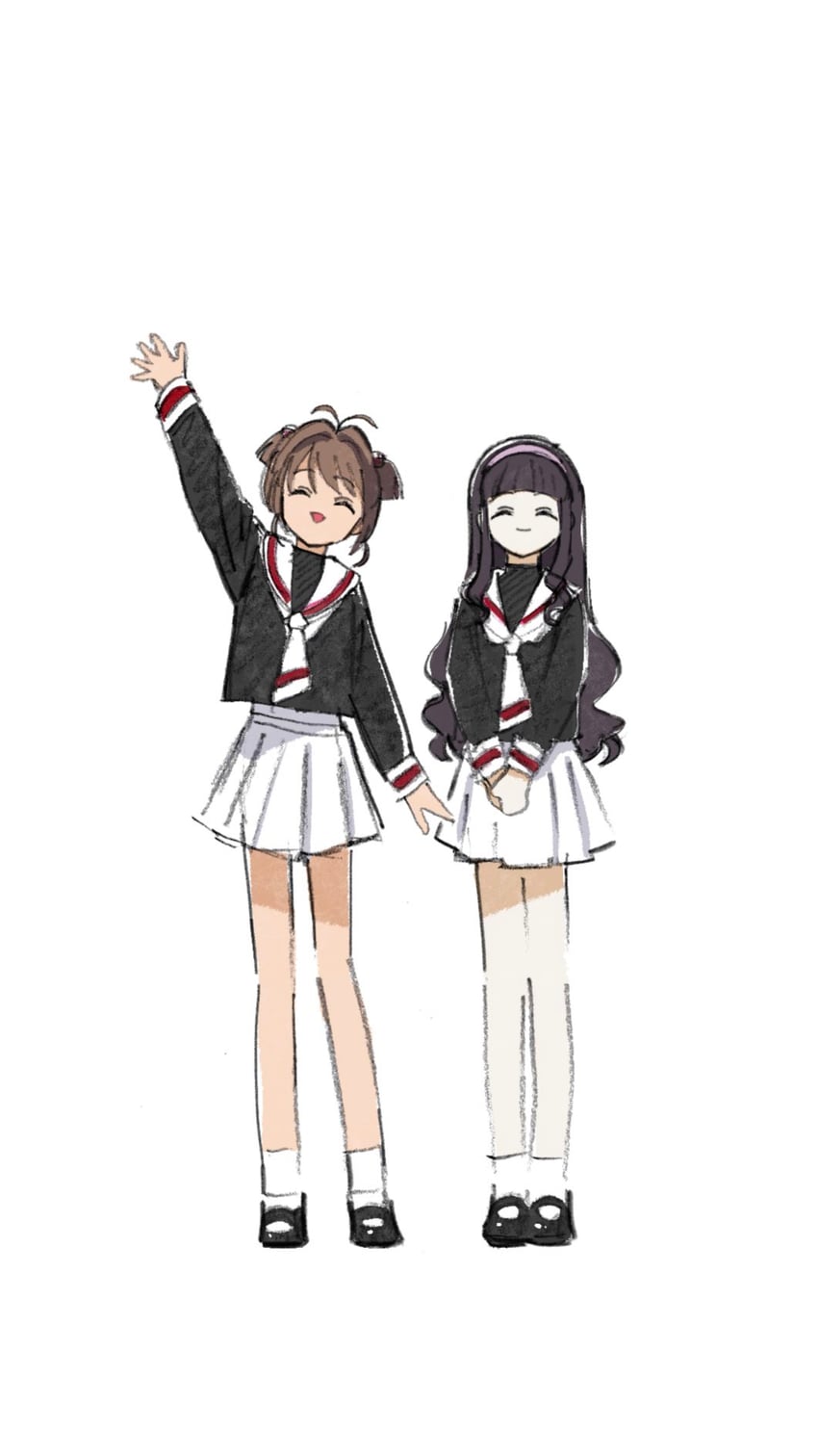 kinomoto sakura and daidouji tomoyo (cardcaptor sakura) drawn by nnn-ollll