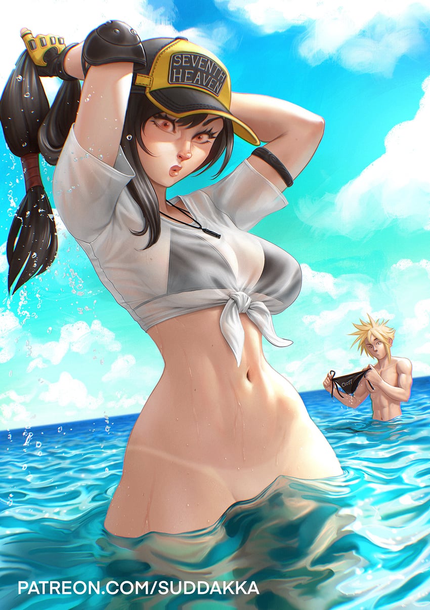 tifa lockhart and cloud strife (final fantasy and 2 more) drawn by suddakka
