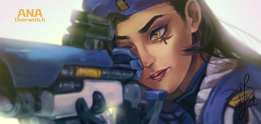 ana and captain amari (overwatch and 1 more) drawn by milly_(milly521)