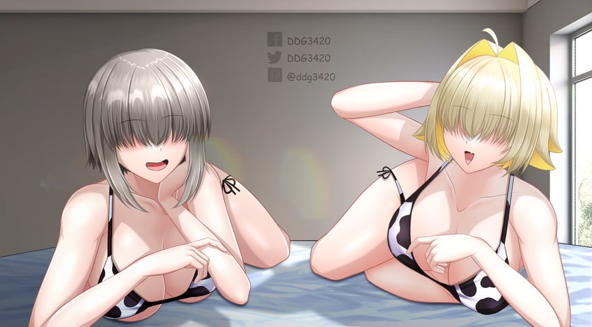elegg and uzaki yanagi (goddess of victory: nikke and 1 more) drawn by d.d.g_(ddg3420)