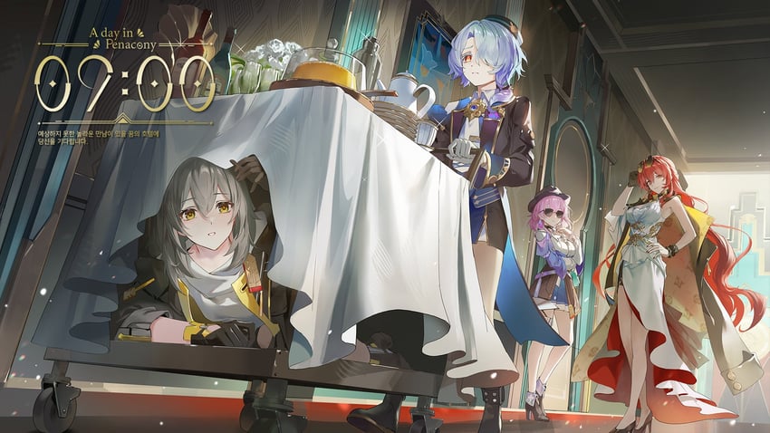 trailblazer, stelle, march 7th, himeko, and misha (honkai and 1 more) drawn by 0jae