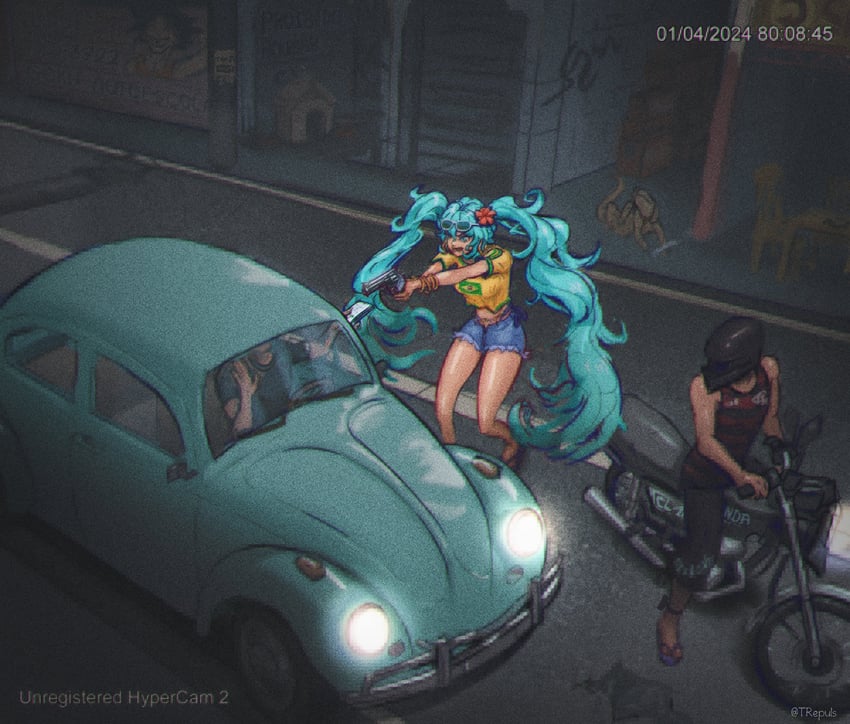 hatsune miku, son goku, and brazilian miku (vocaloid and 2 more) drawn by trepuls