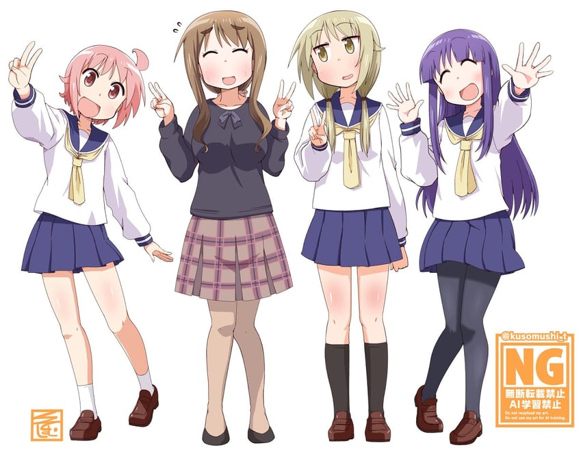 ichii yui, hinata yukari, nonohara yuzuko, and aikawa chiho (yuyushiki) drawn by ki_(adotadot)