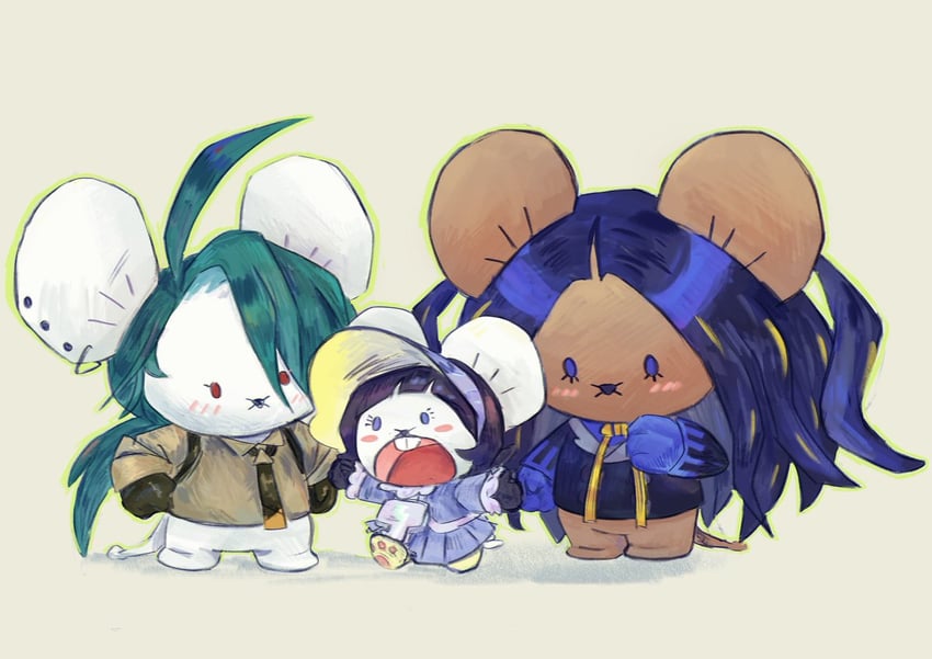 rika, geeta, poppy, and maushold (pokemon and 1 more) drawn by cospirt