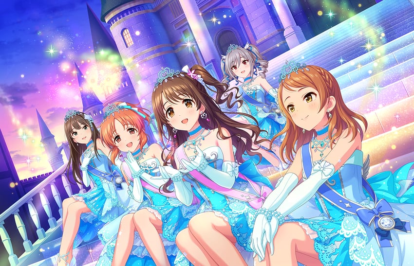 shibuya rin, shimamura uzuki, kanzaki ranko, hojo karen, and abe nana (idolmaster and 2 more)