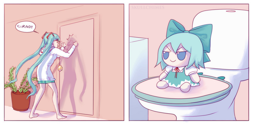 hatsune miku and cirno (touhou and 1 more) drawn by skullchimes