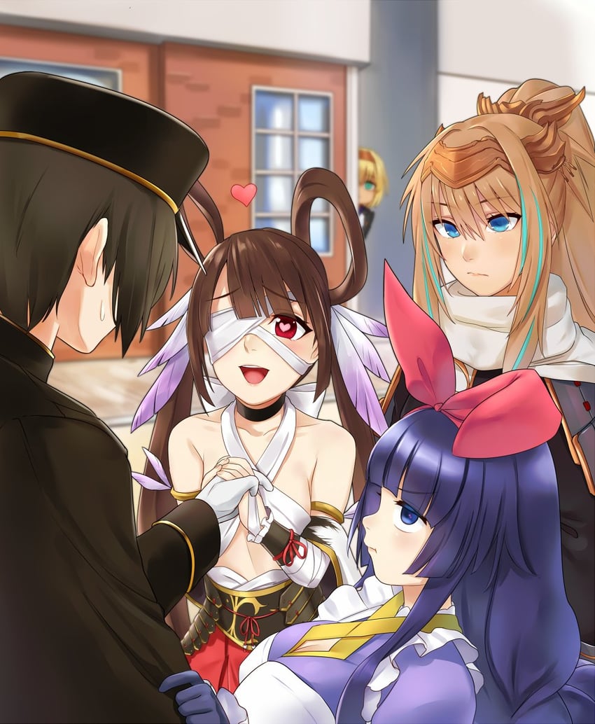 chatan nakiri, hakata toushirou, teppougiri kanemitsu, tsuruga masamune, and original captain (tenka hyakken) drawn by kurofuti