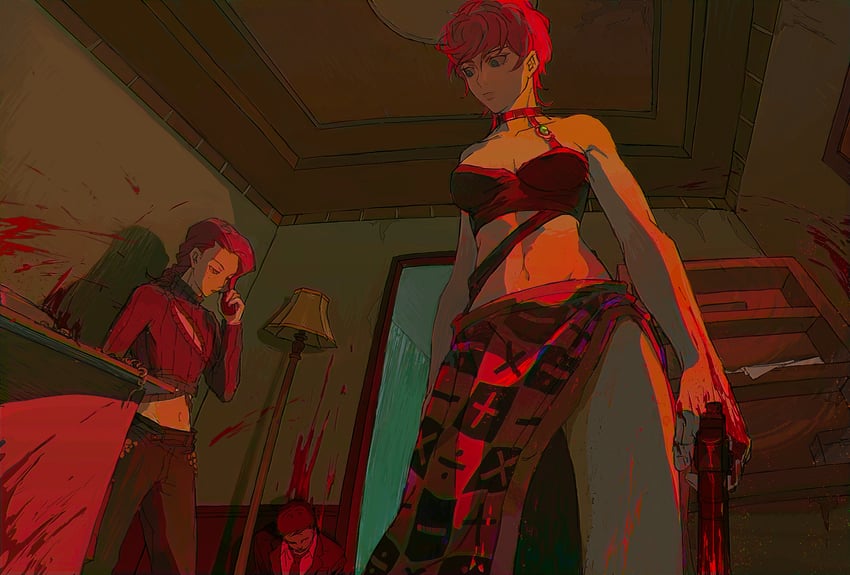 trish una and vinegar doppio (jojo no kimyou na bouken and 1 more) drawn by sang_(3soun)