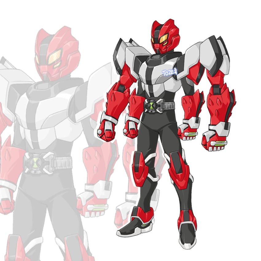 four arms and kamen rider omnitrix (kamen rider and 1 more) drawn by to_ze