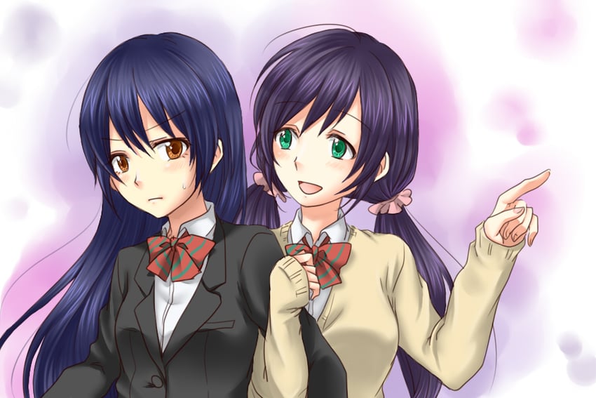 tojo nozomi and sonoda umi (love live! and 1 more) drawn by denshi_manabu