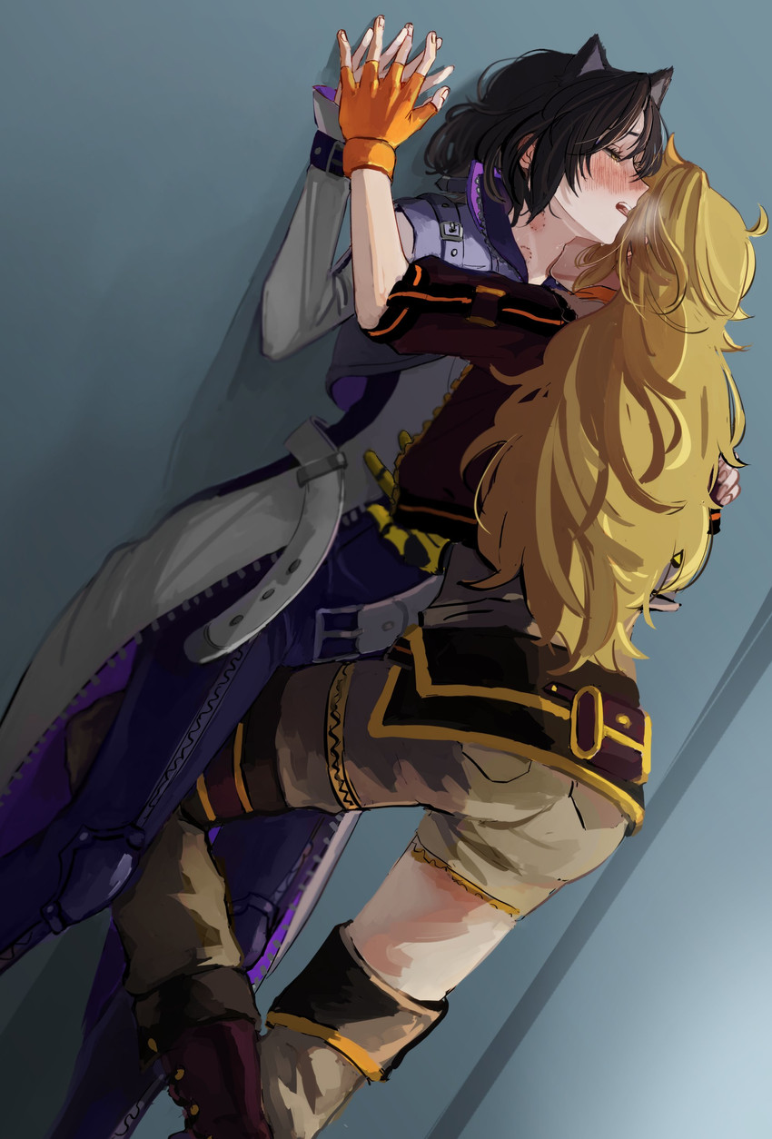 yang xiao long and blake belladonna (rwby) drawn by naizo_(kimosugimasu)