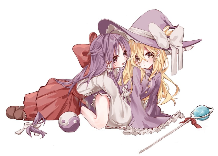 hakurei reimu and kirisame marisa (touhou) drawn by miyuf_1