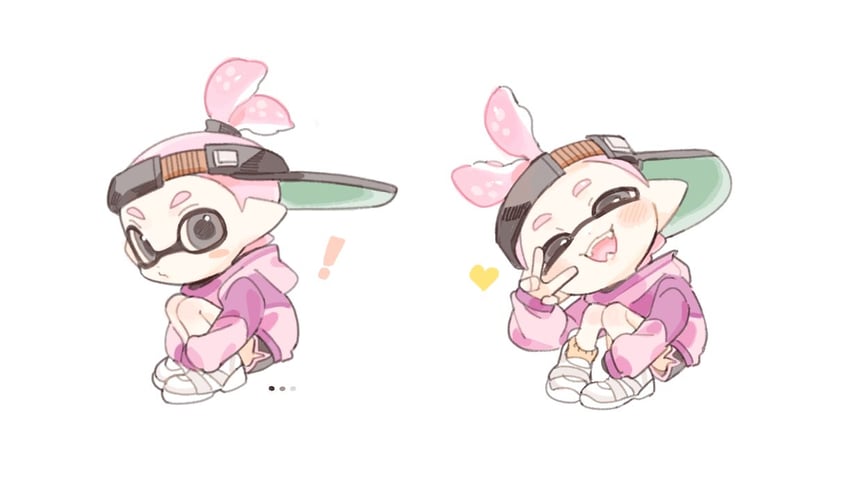 inkling player character and inkling boy (splatoon) drawn by spl8ya