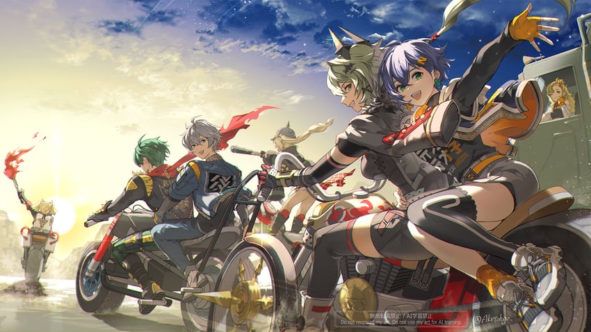 belle, wise, burnice white, luciana de montefio, caesar king, and 2 more (zenless zone zero) drawn by aketohgo