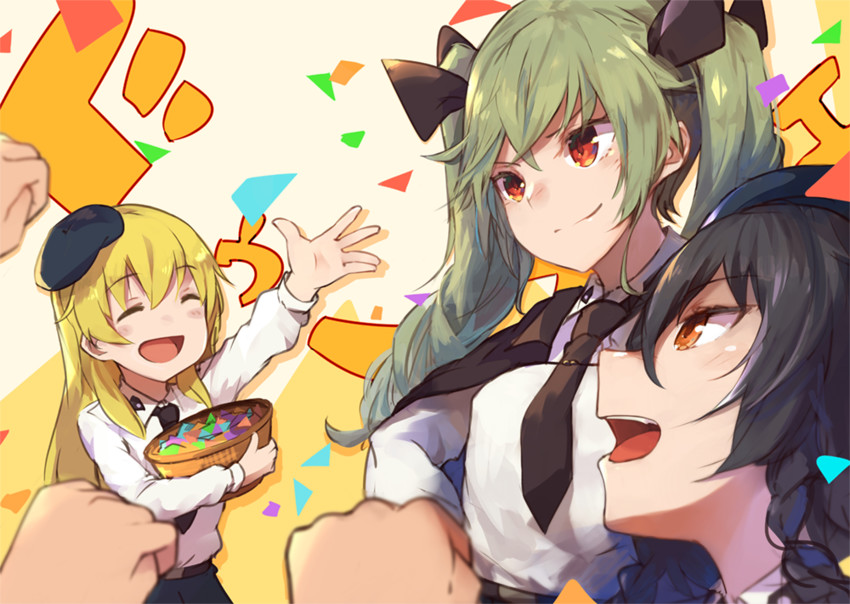 anchovy, pepperoni, and carpaccio (girls und panzer) drawn by makihitsuji