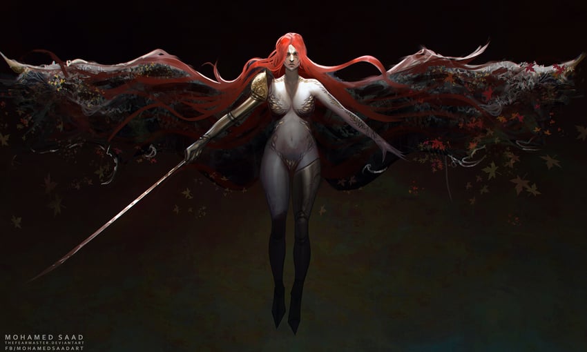 malenia blade of miquella and malenia goddess of rot (elden ring) drawn by thefearmaster