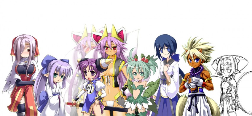 hellmatio, kuon, hisame, konoha, shaofei, and 2 more (shinrabanshou) drawn by katami_shinta