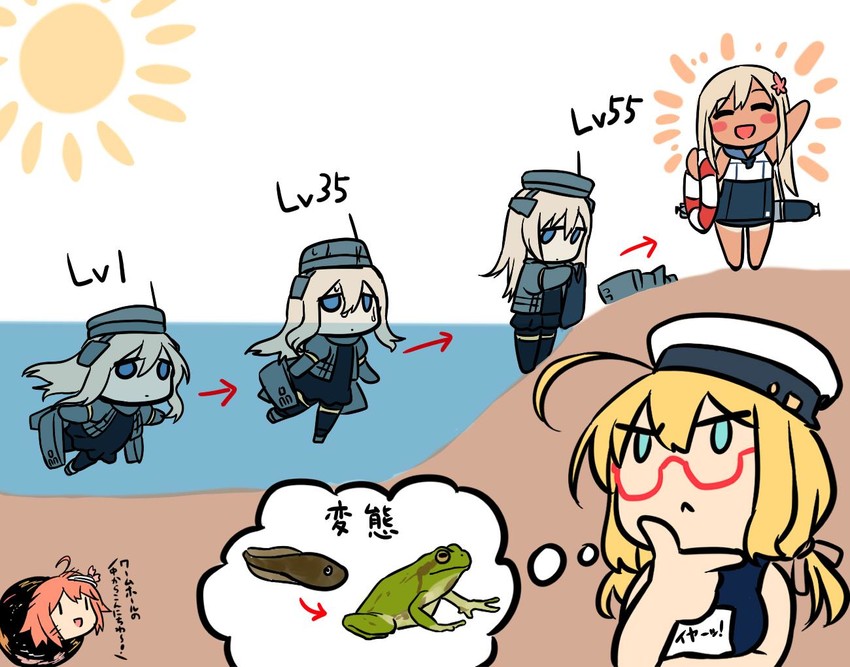 ro-500, i-58, u-511, and i-8 (kantai collection) drawn by blew_andwhite