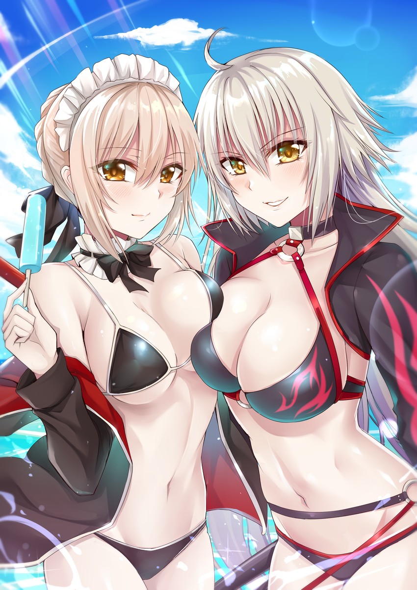 artoria pendragon, jeanne d'arc alter, and saber alter (fate and 1 more) drawn by gu_li