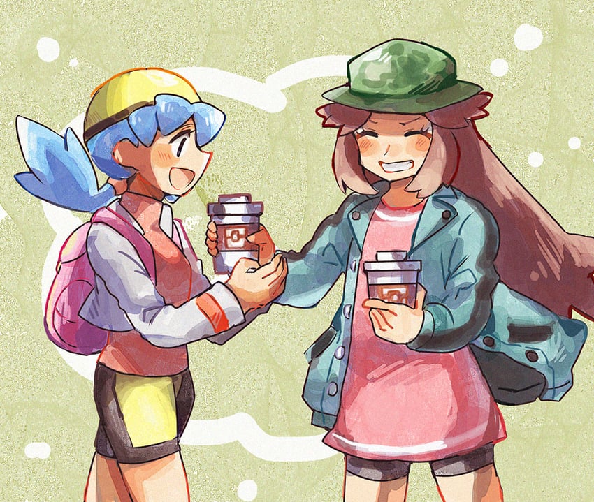 leaf and kris (pokemon and 2 more) drawn by anidler91