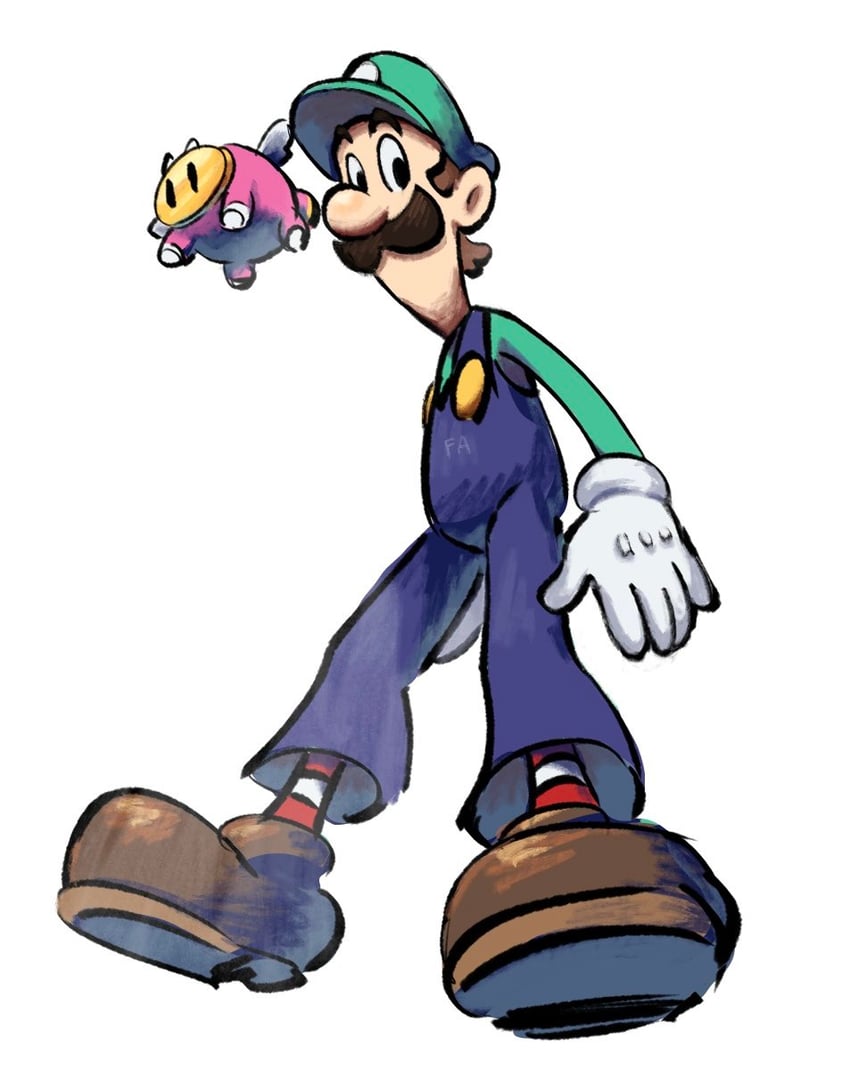 luigi and snoutlet (mario and 2 more) drawn by mari_luijiroh