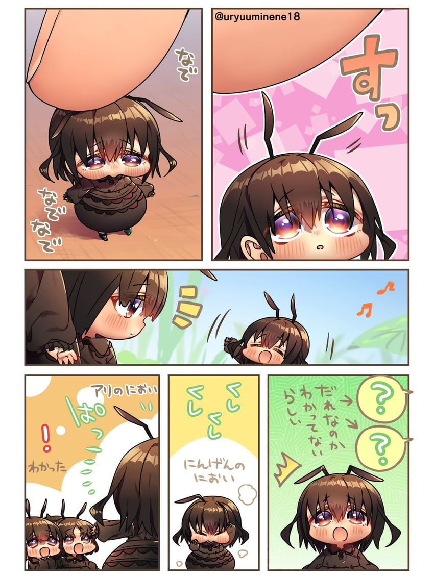 main ant girl, bob cut ant girl, and ponytail ant girl (original) drawn by harumina_mau