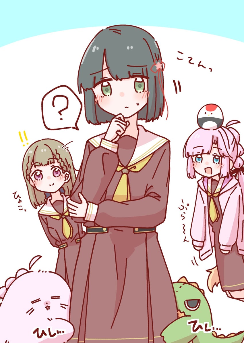 momose ginko, anyoji hime, kachimachi kosuzu, gonzales, and tsuru (love live! and 1 more) drawn by momiji_(moj_0404)
