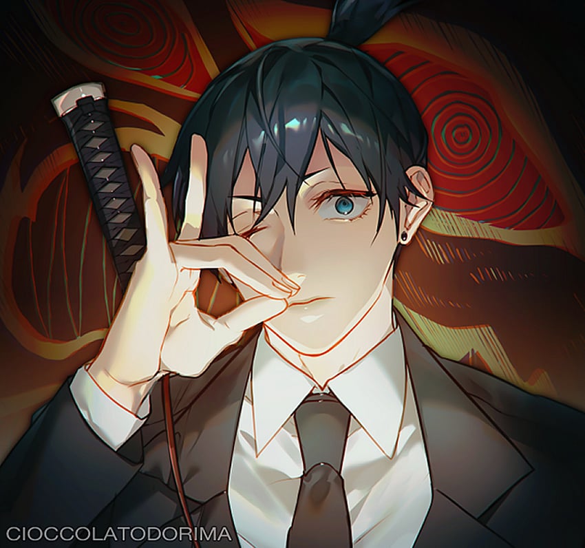 hayakawa aki and fox devil (chainsaw man) drawn by cioccolatodorima
