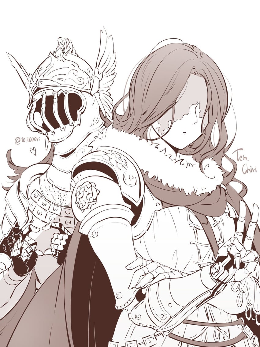 malenia blade of miquella and cleanrot knight finlay (elden ring) drawn by 10_1000ri