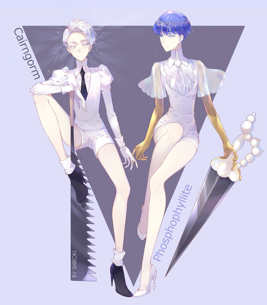phosphophyllite and cairngorm (houseki no kuni) drawn by shiroki