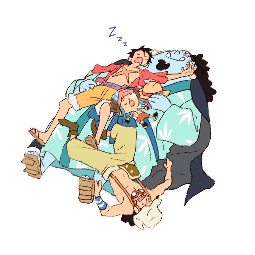 monkey d. luffy, tony tony chopper, usopp, and jinbe (one piece) drawn by xiaoyuanqixiao