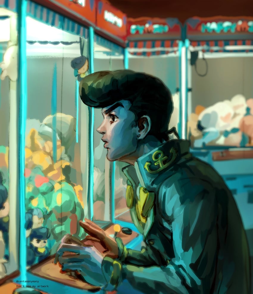 higashikata josuke (jojo no kimyou na bouken and 1 more) drawn by santamanymany