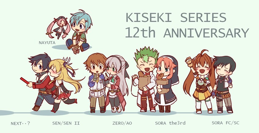 rean schwarzer, estelle bright, alisa reinford, elie macdowell, joshua bright, and 5 more (eiyuu densetsu and 6 more) drawn by aoi_(kiseki824)