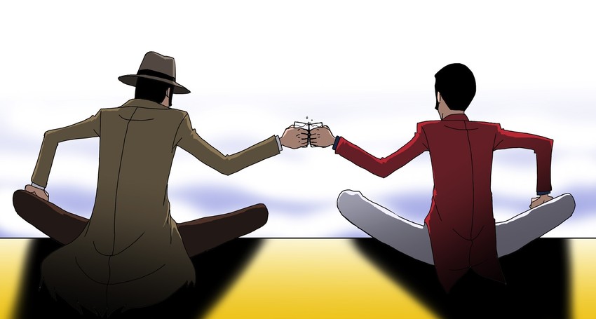 arsene lupin iii, zenigata kouichi, naya gorou, and yamada yasuo (lupin iii) drawn by takaya_n