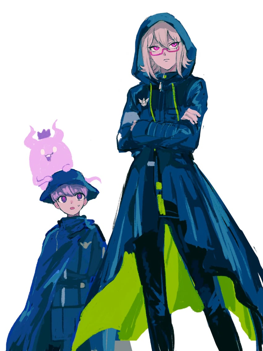 yuma kokohead, shinigami, and halara nightmare (master detective archives: rain code) drawn by parimi_(tobari)