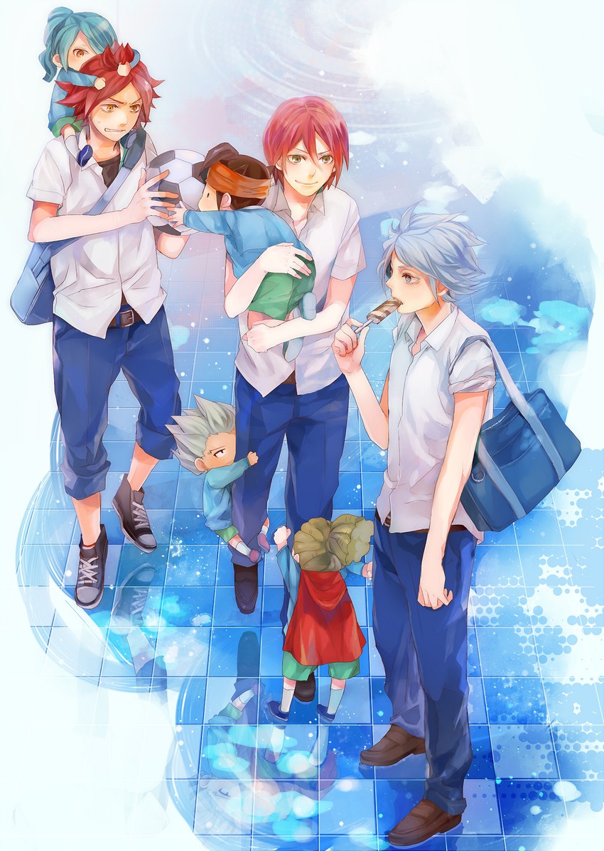 kazemaru ichirouta, endou mamoru, kiyama hiroto, kidou yuuto, nagumo haruya, and 1 more (inazuma eleven) drawn by megane_(artist)