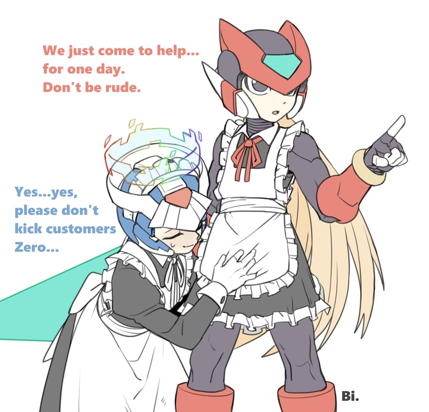 zero, x, zero(z), and cyber elf x (mega man and 1 more) drawn by bi_51334