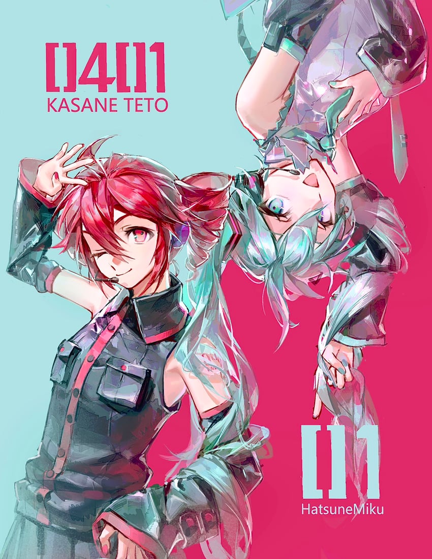 hatsune miku and kasane teto (vocaloid and 1 more) drawn by iuew