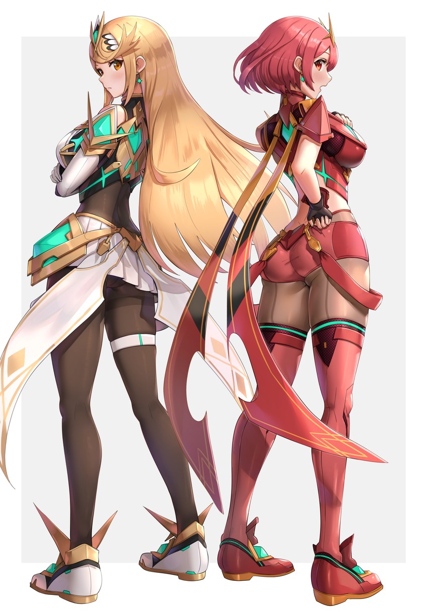 pyra and mythra (xenoblade chronicles and 2 more) drawn by gonzarez