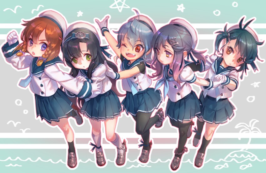 etorofu, tsushima, sado, matsuwa, and fukae (kantai collection) drawn by na222222