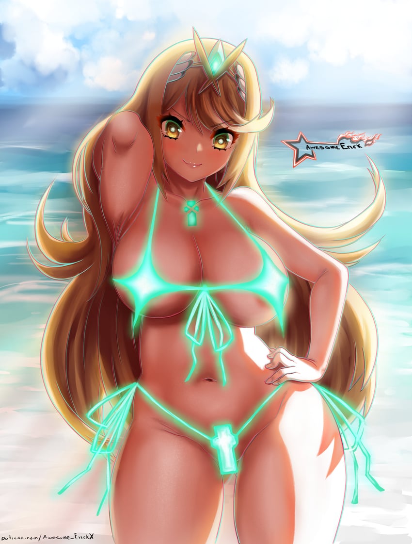 mythra (xenoblade chronicles and 1 more) drawn by awesomeerix