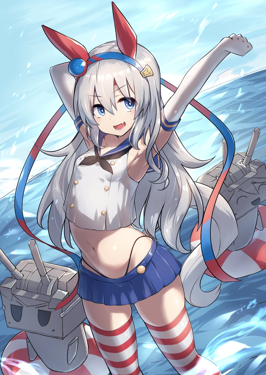 shimakaze, rensouhou-chan, and tamamo cross (kantai collection and 1 more) drawn by saikuu