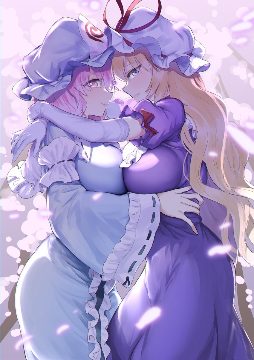 yakumo yukari and saigyouji yuyuko (touhou) drawn by gunnjou_yosio