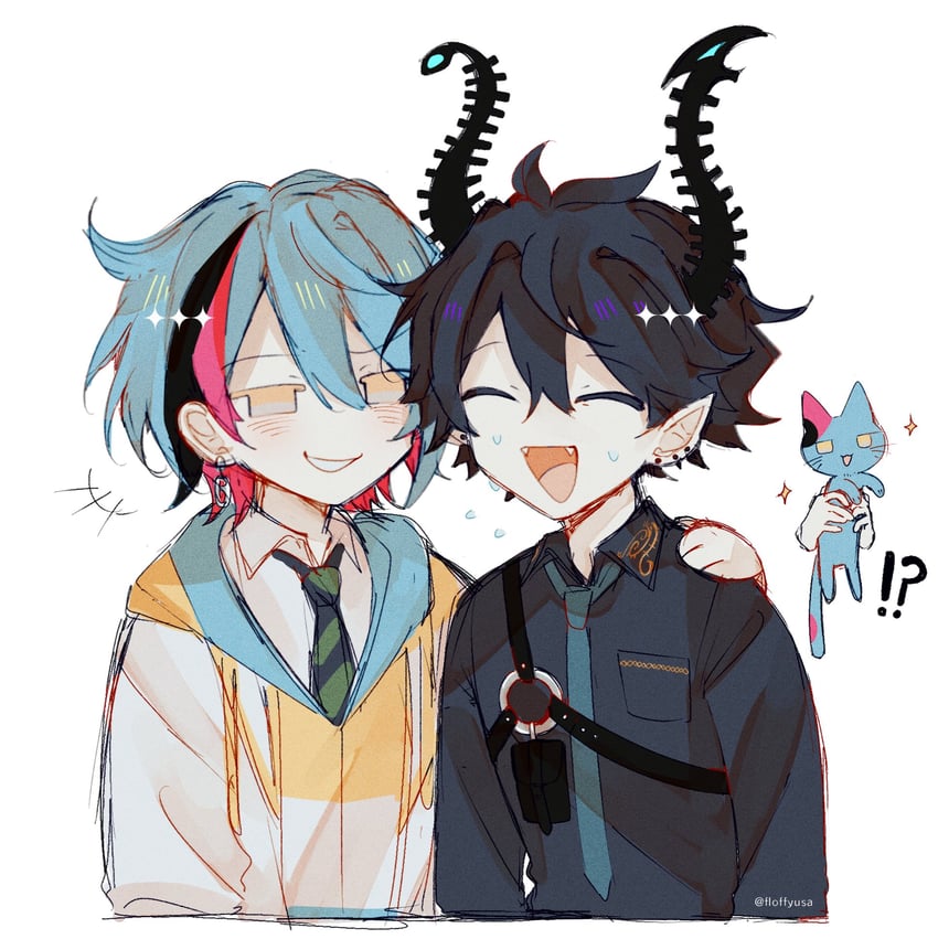 ren zotto and kyo kaneko (nijisanji and 1 more) drawn by floffyusa