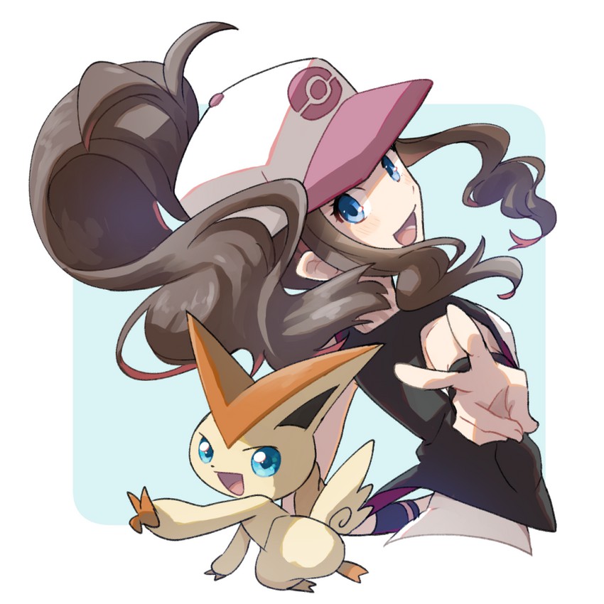 hilda and victini (pokemon and 1 more) drawn by miu_(miuuu_721)