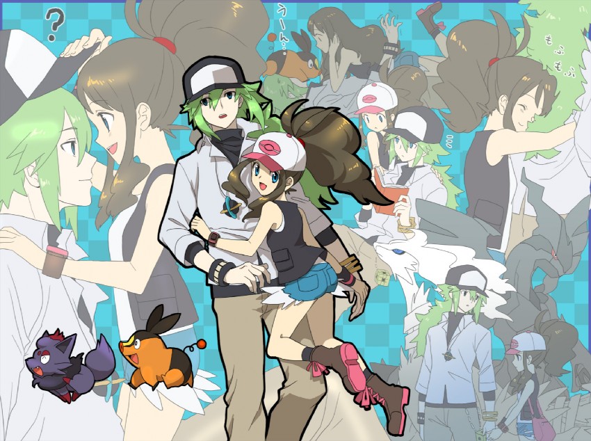 hilda, n, tepig, zorua, reshiram, and 1 more (pokemon and 1 more) drawn by bream-tan