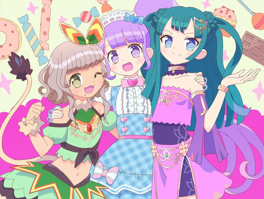 manaka non, tsukikawa chili, and taiyo pepper (pretty series and 1 more) drawn by ku_(residual666)