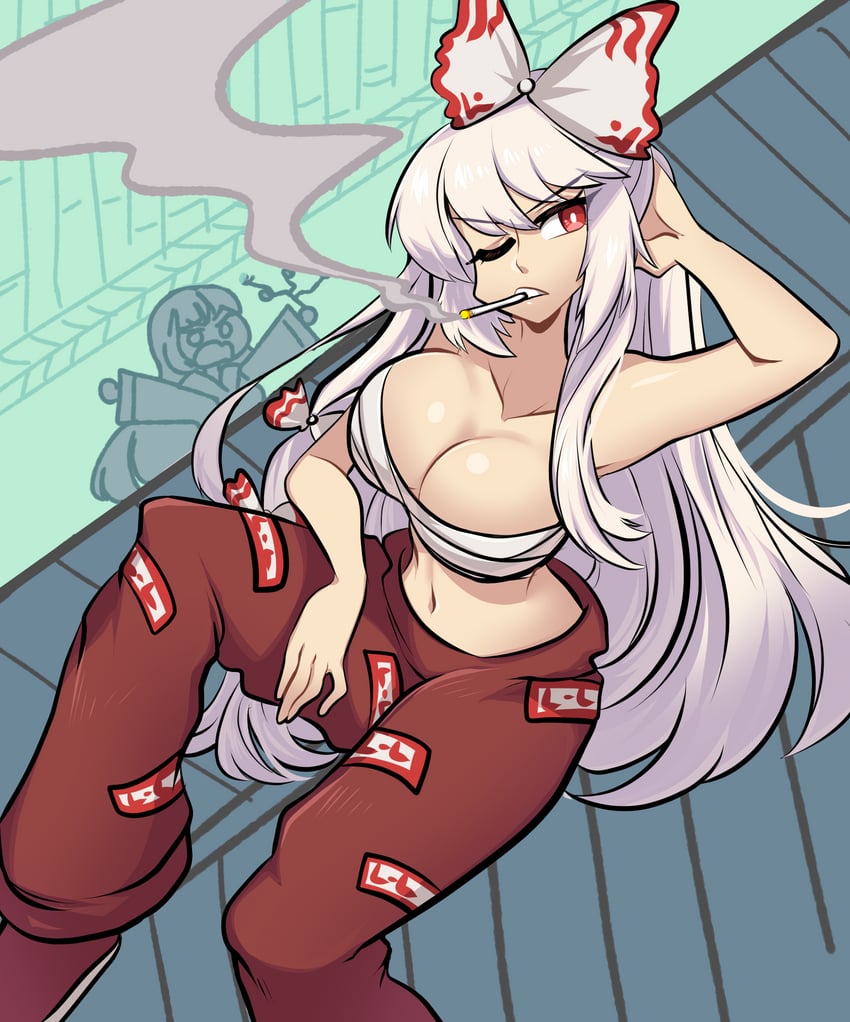 fujiwara no mokou and houraisan kaguya (touhou) drawn by missandydandy