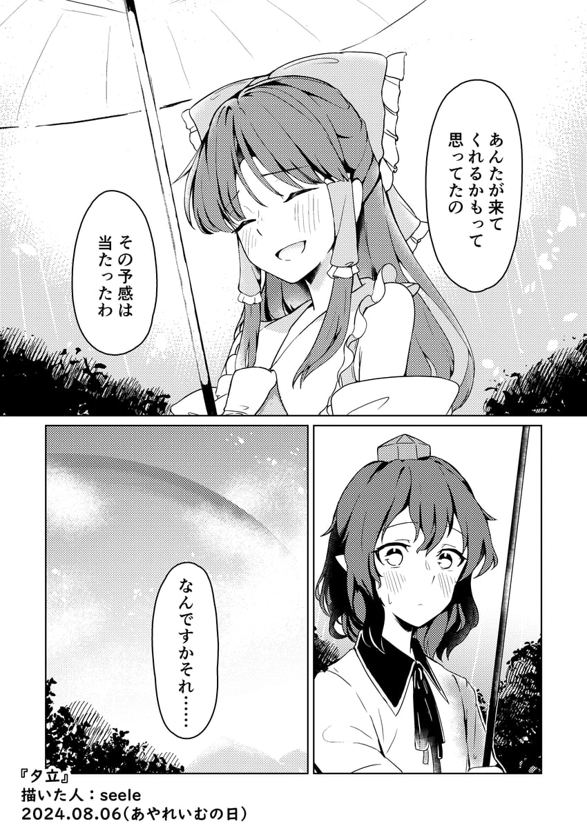 hakurei reimu and shameimaru aya (touhou) drawn by seele_(chanseele0128)